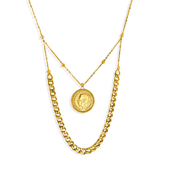 Coin Gold Necklace, in 21K Yellow Gold| Golden Rose | Golden Rose